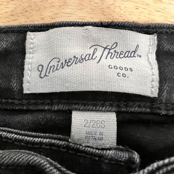 Universal Thread Womens Mid Rise Skinny Jeans Black Distressed Size 2/26S - Picture 8 of 10